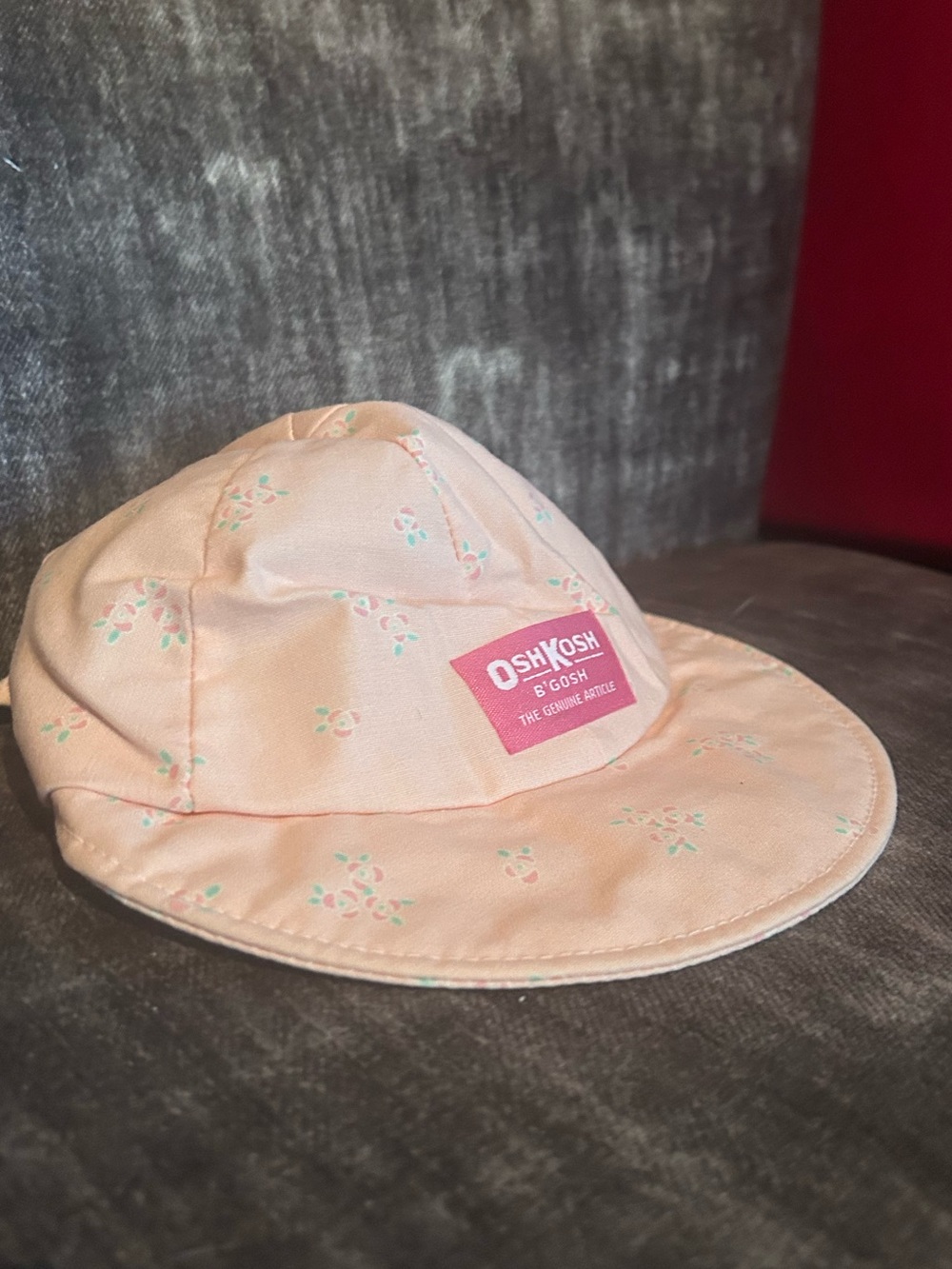Vintage Osh Kosh Toddler Hat w Elastic & Bow (Pink, Green)